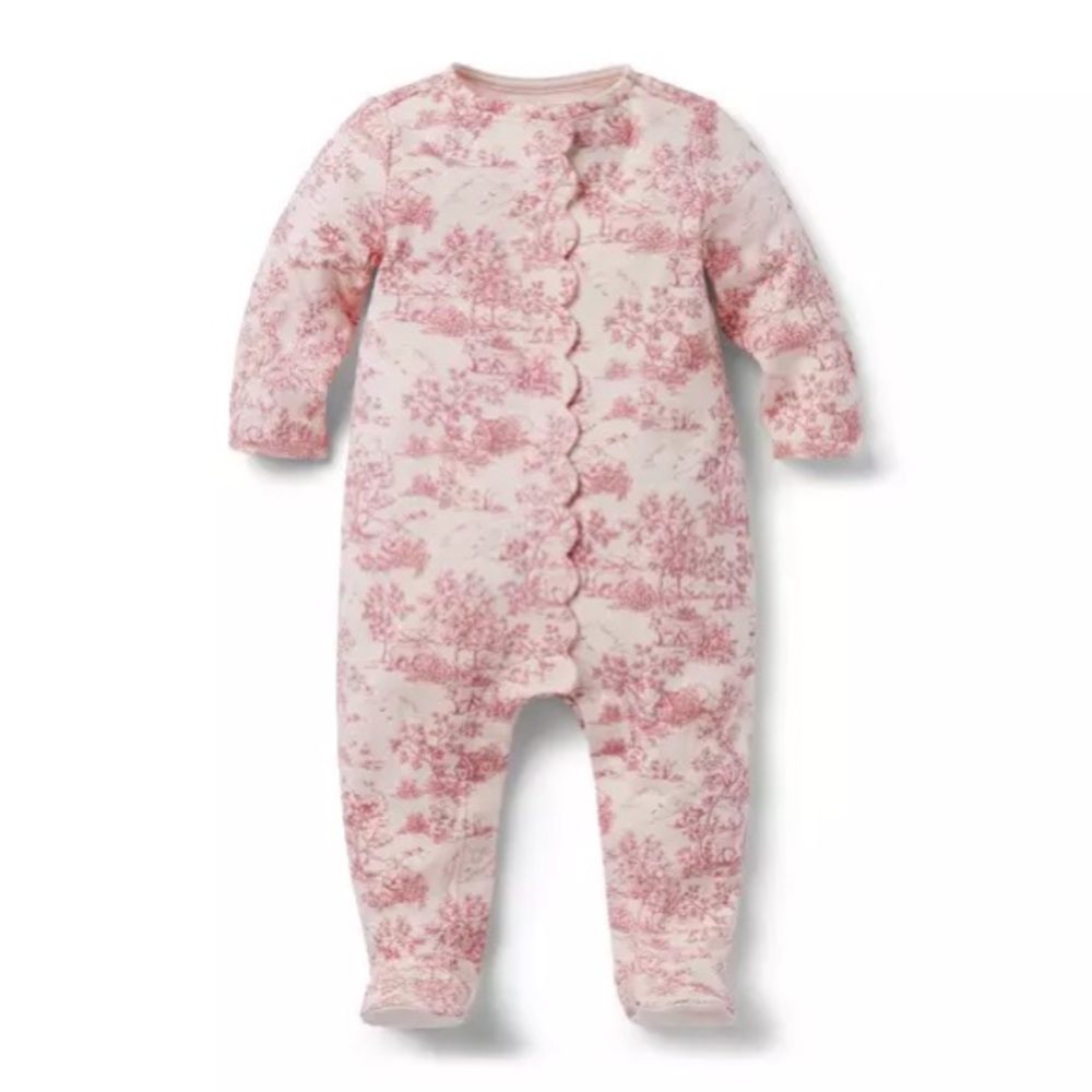 Janie and Jack Pink Scenic Kids Footie